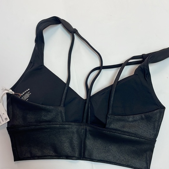 GOOD AMERICAN Leatherette V Back Bra Black SZ 1 (S) NWT - Picture 3 of 4